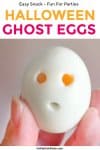 A ghost hardboiled egg with text title overlay