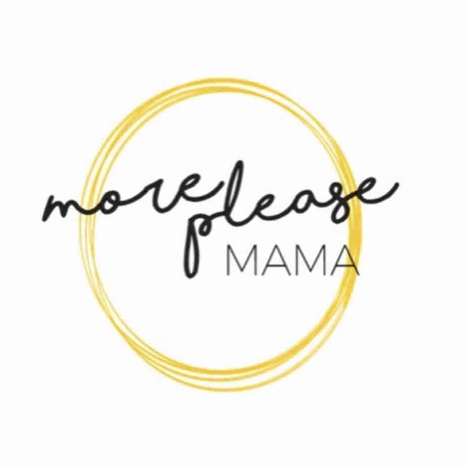 A yellow cicle drawn over and over again witht he words more please mama in the middle, a logo for the blog More Please Mama.