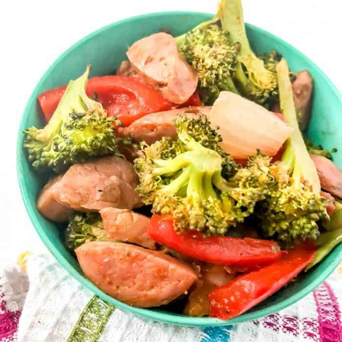 Quick Roasted Chicken Apple Sausage And Veggies Recipe