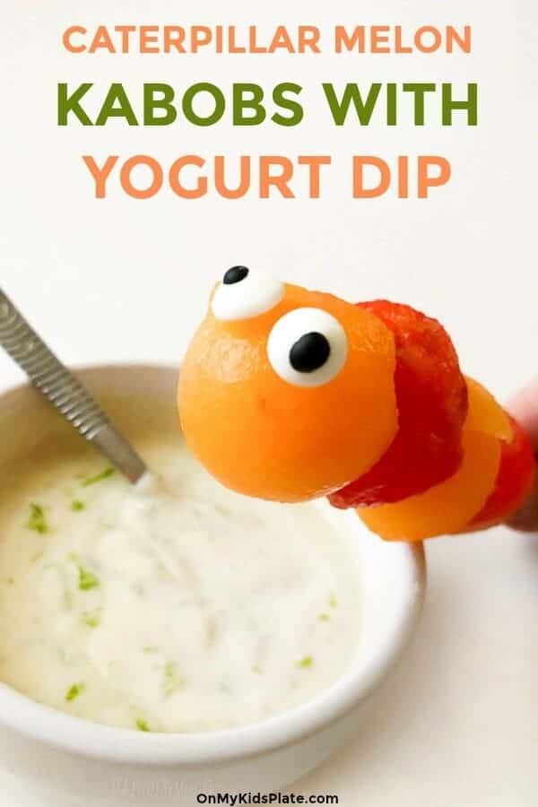 Caterpillar Fruit Kabobs With Easy Yogurt Fruit Dip On My Kids Plate