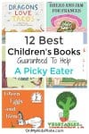 Book covers for children's books with text title overlay