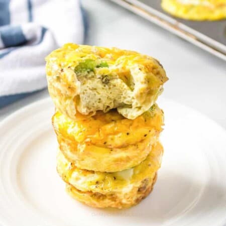 Stacked egg muffins on a plate