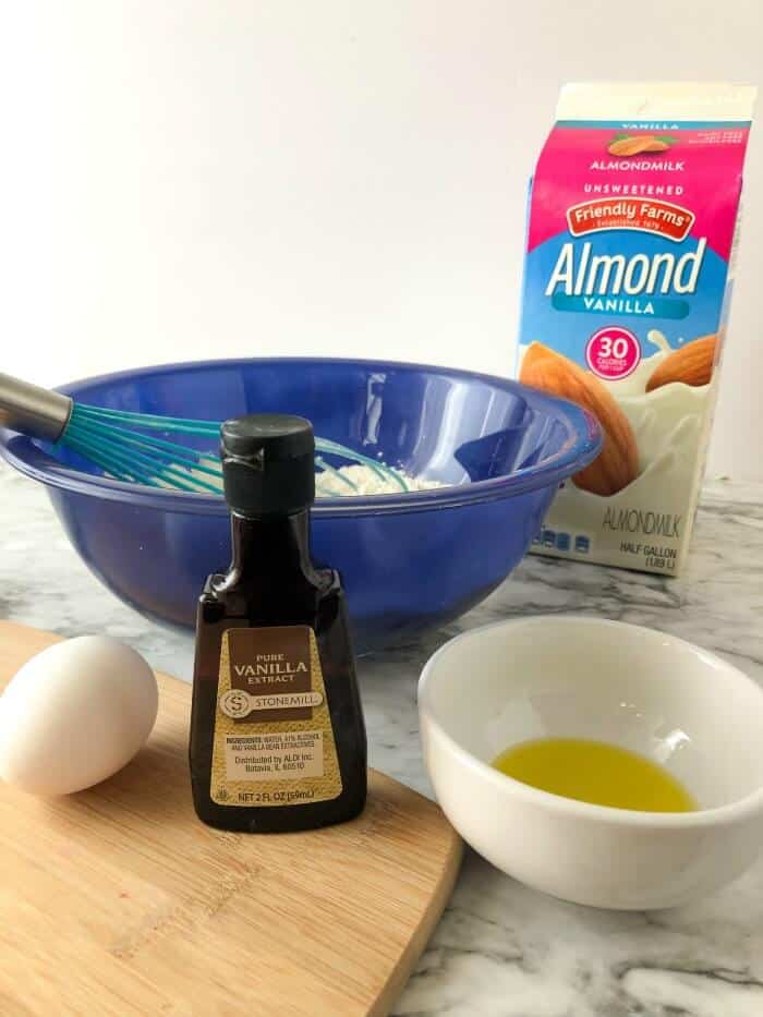 Ingredients for almond milk pancakes