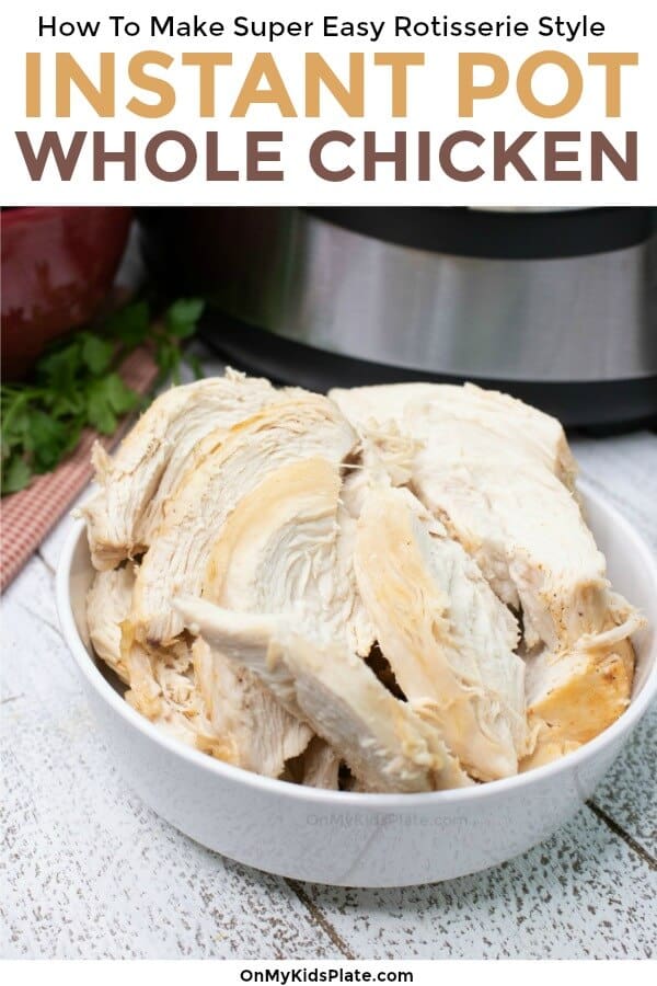 A bowl of chicken with text title overlay