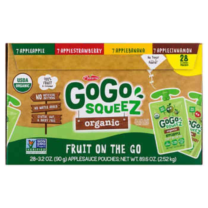 A box of gogo squeeze applesauce packets