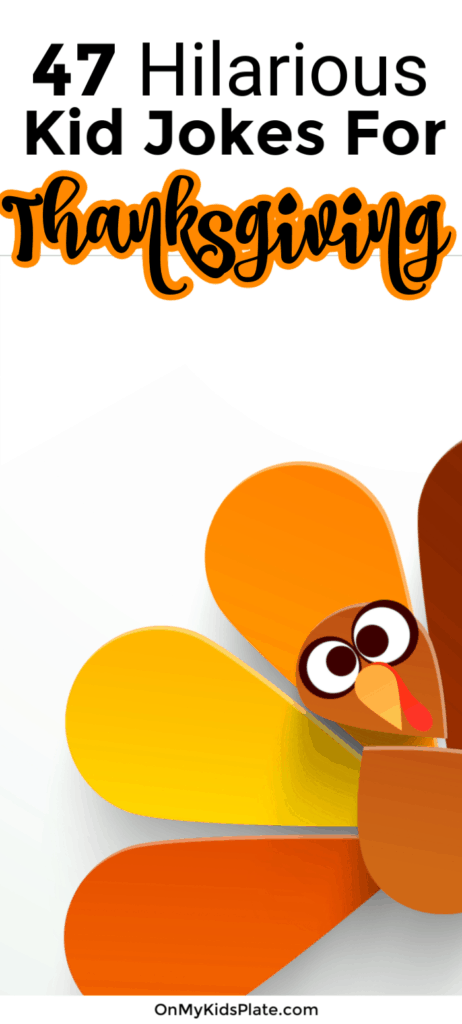 A close up of a cartoon turkey facing forward with a silly look on it\'s face with text title overlay