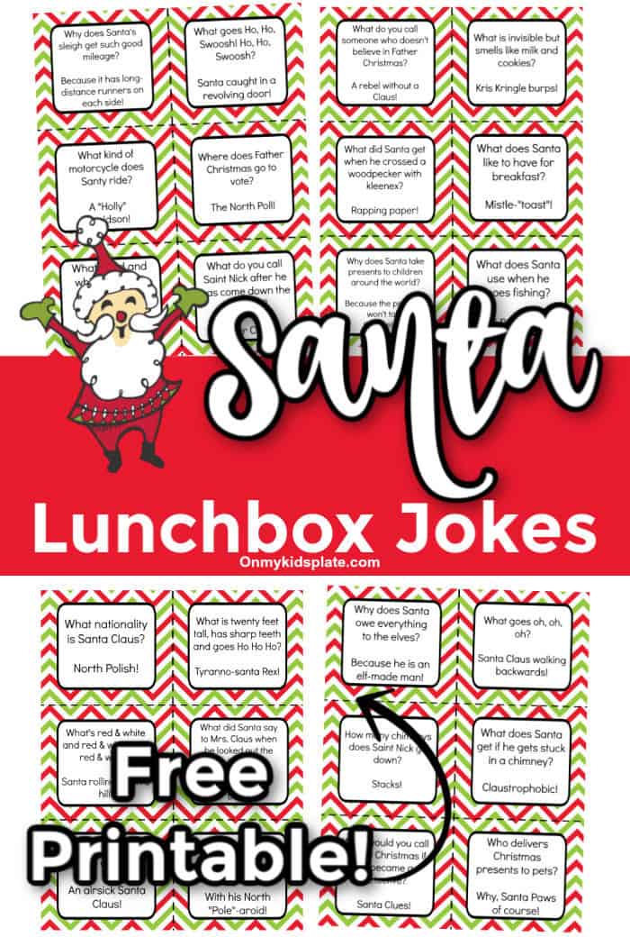 Sample printable christmas jokes for lunchboxes with text title overlay