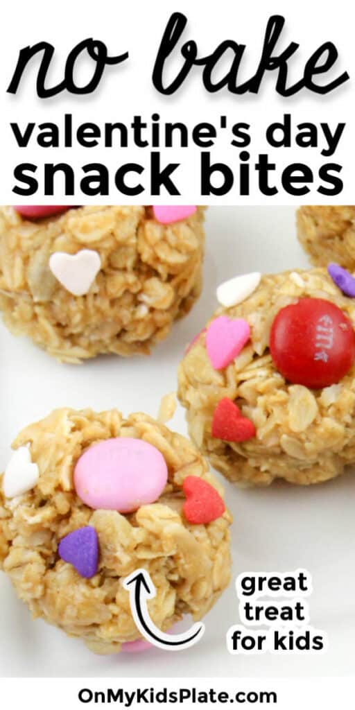Snack bites with Valentine sprinkles with text title overlay