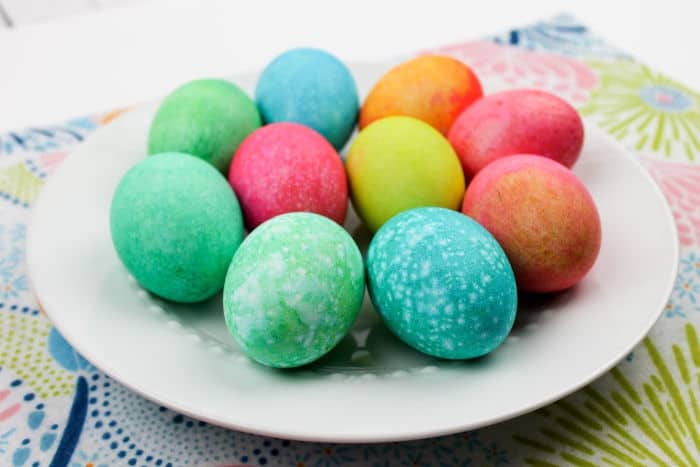  A plate full of colorful Easter Eggs
