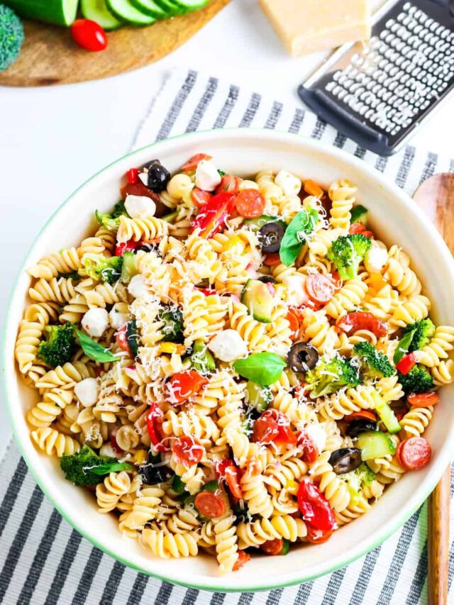 Easy Classic Italian Pasta Salad Story - On My Kids Plate