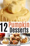 Four pumpkin desserts with a text title overlay