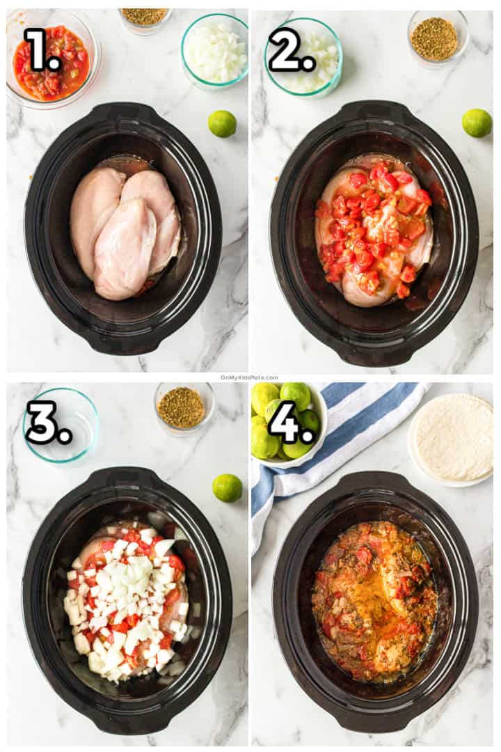 How to layer the crockpot for chicken tacos/