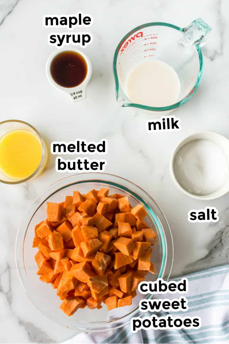 Ingredients for sweet potato mash
