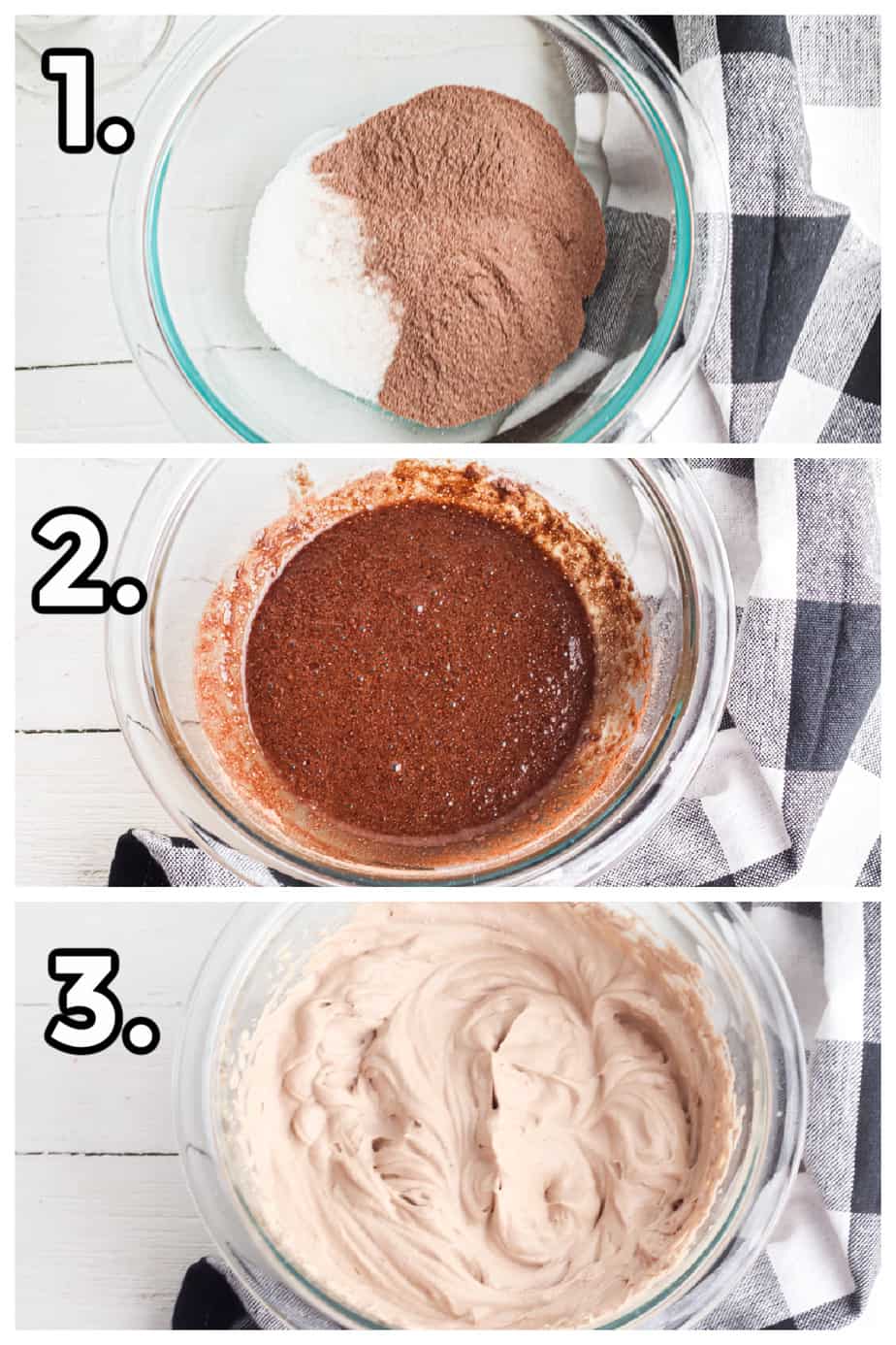 Showing how to mix, blend and whip the hot chocolate whipping cream