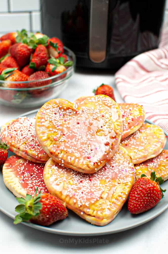 A platter of heart shaped glazed pastries