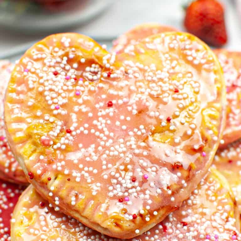 Close up of a heart shaped pop tart