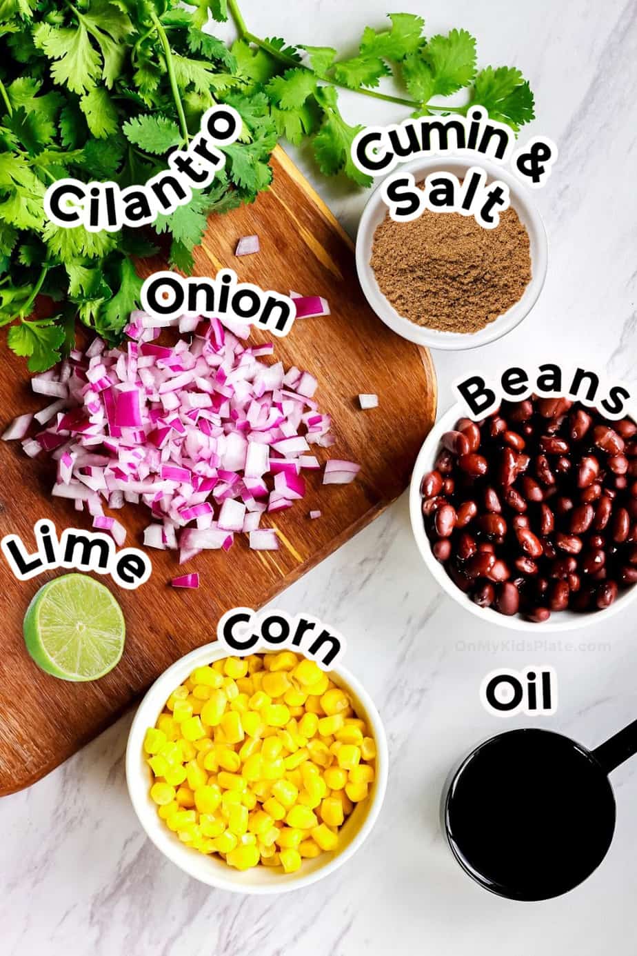 Ingredients for black bean corn salsa