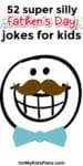 Smiley face with mustache and bow tie with text title overlay