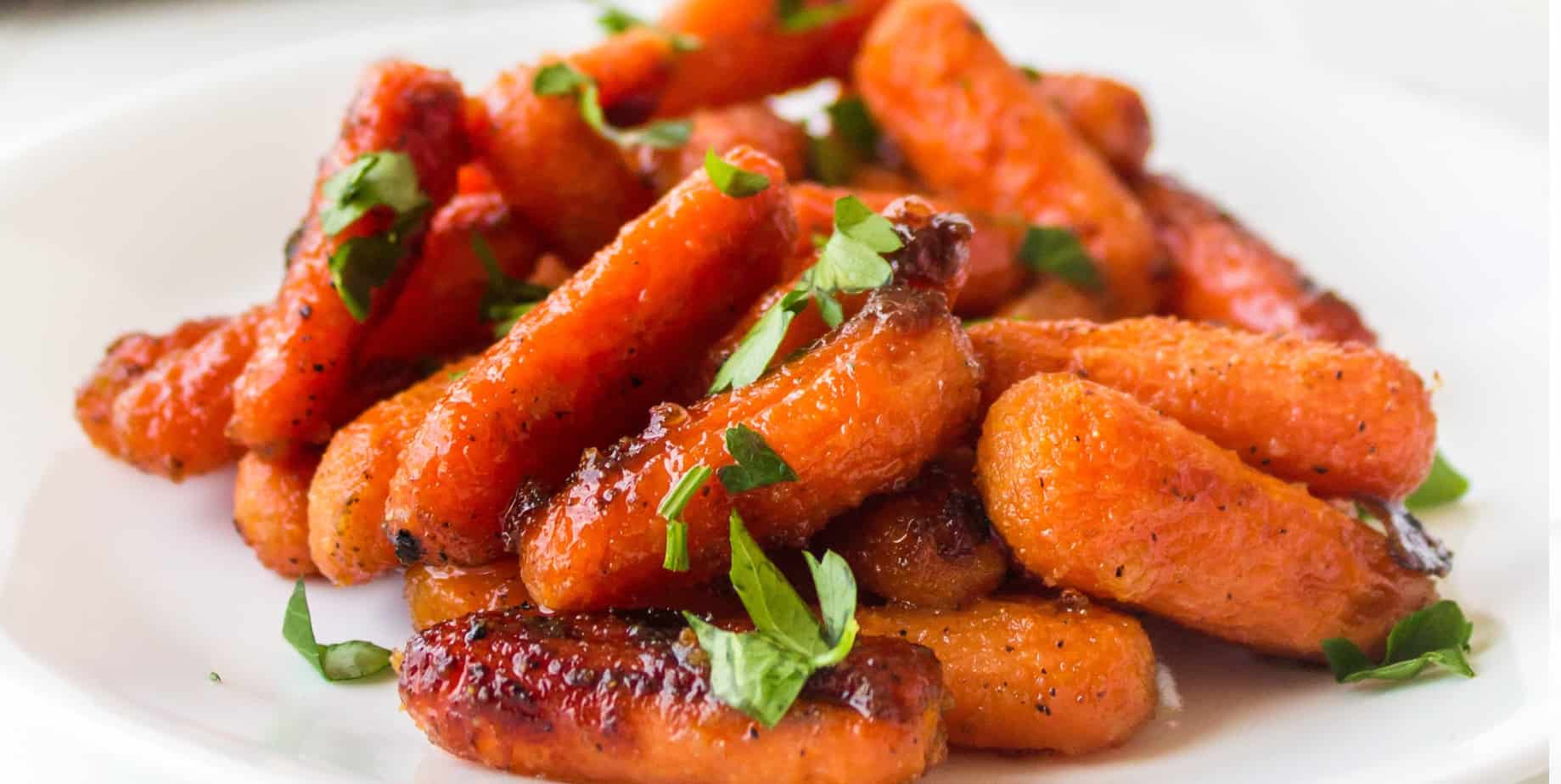 Close up of roasted baby carrots