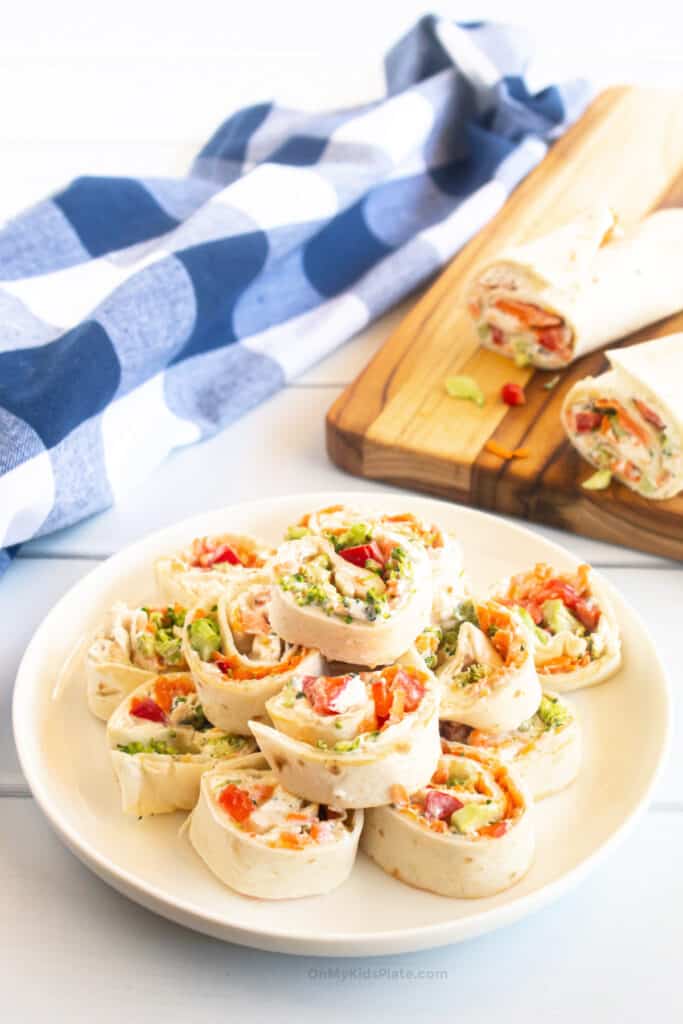 Veggie Pinwheel Tortilla Rollups - On My Kids Plate