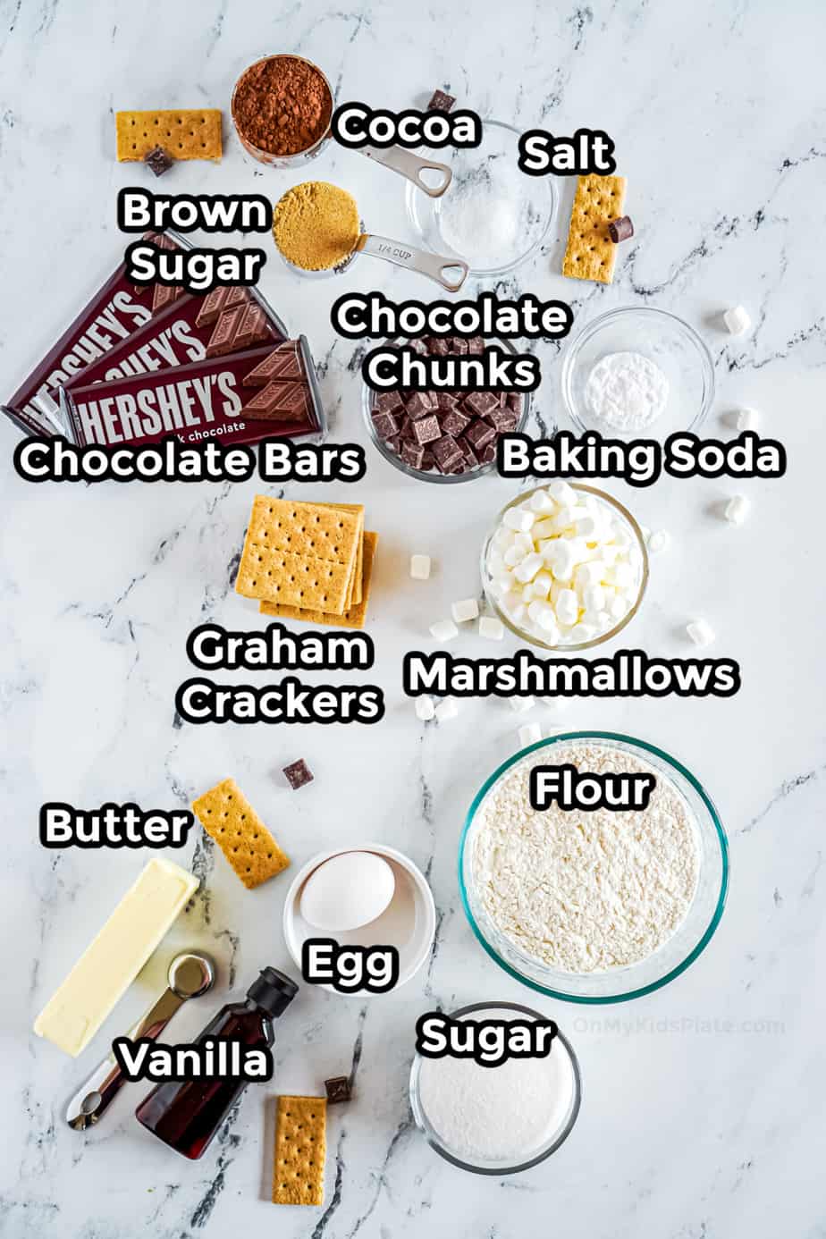 Ingredients For Chocolate Marshmallow Smores Cookies