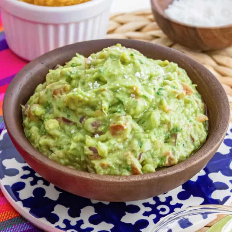 Guacamole close up in a bowl