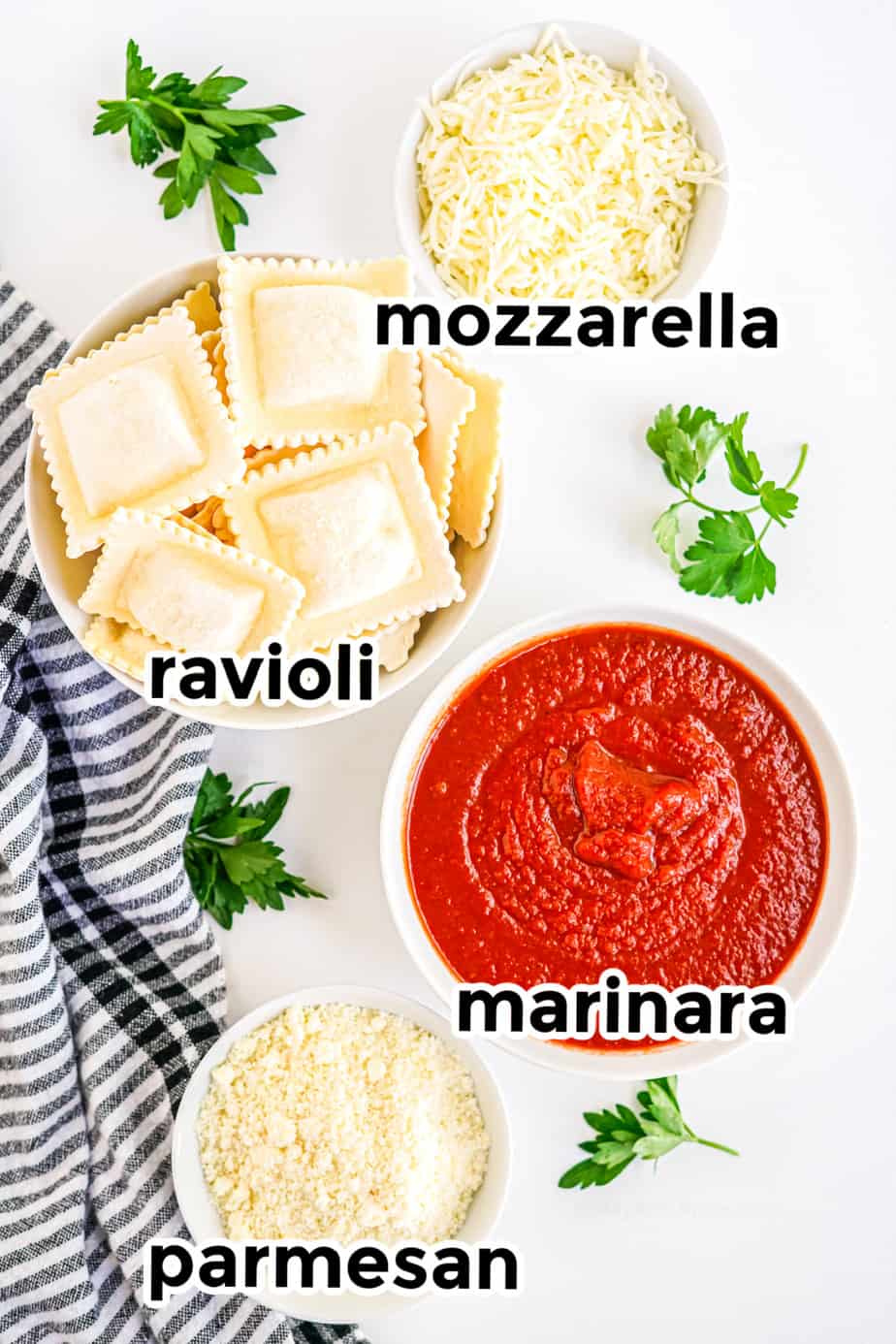 Ingredients for baked ravioli
