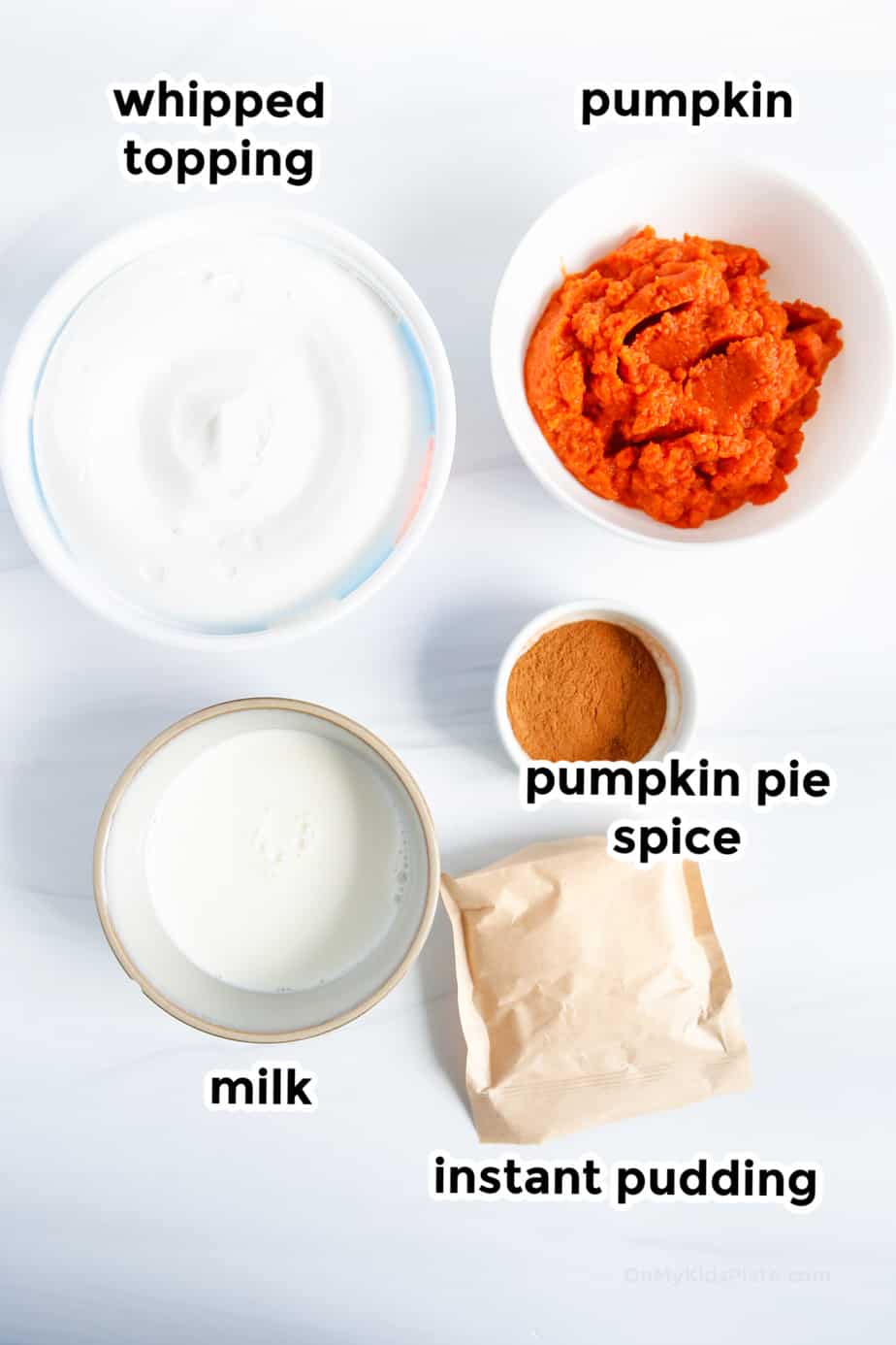 Ingredients for pumpkin pie dip