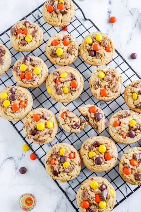 Reese's Pieces Peanut Butter Chip Cookies - On My Kids Plate