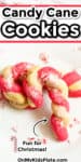 Candy cane cookies close up with title text overlay