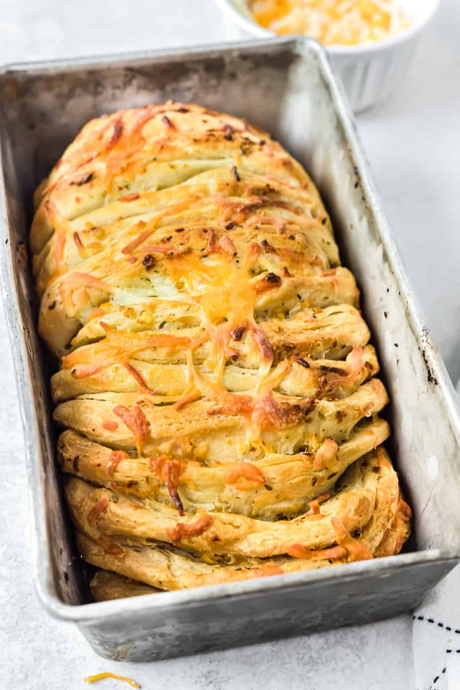 Pull apart bread baked in pan
