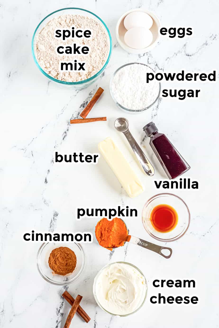 Ingredients for frosted pumpkin cookies 