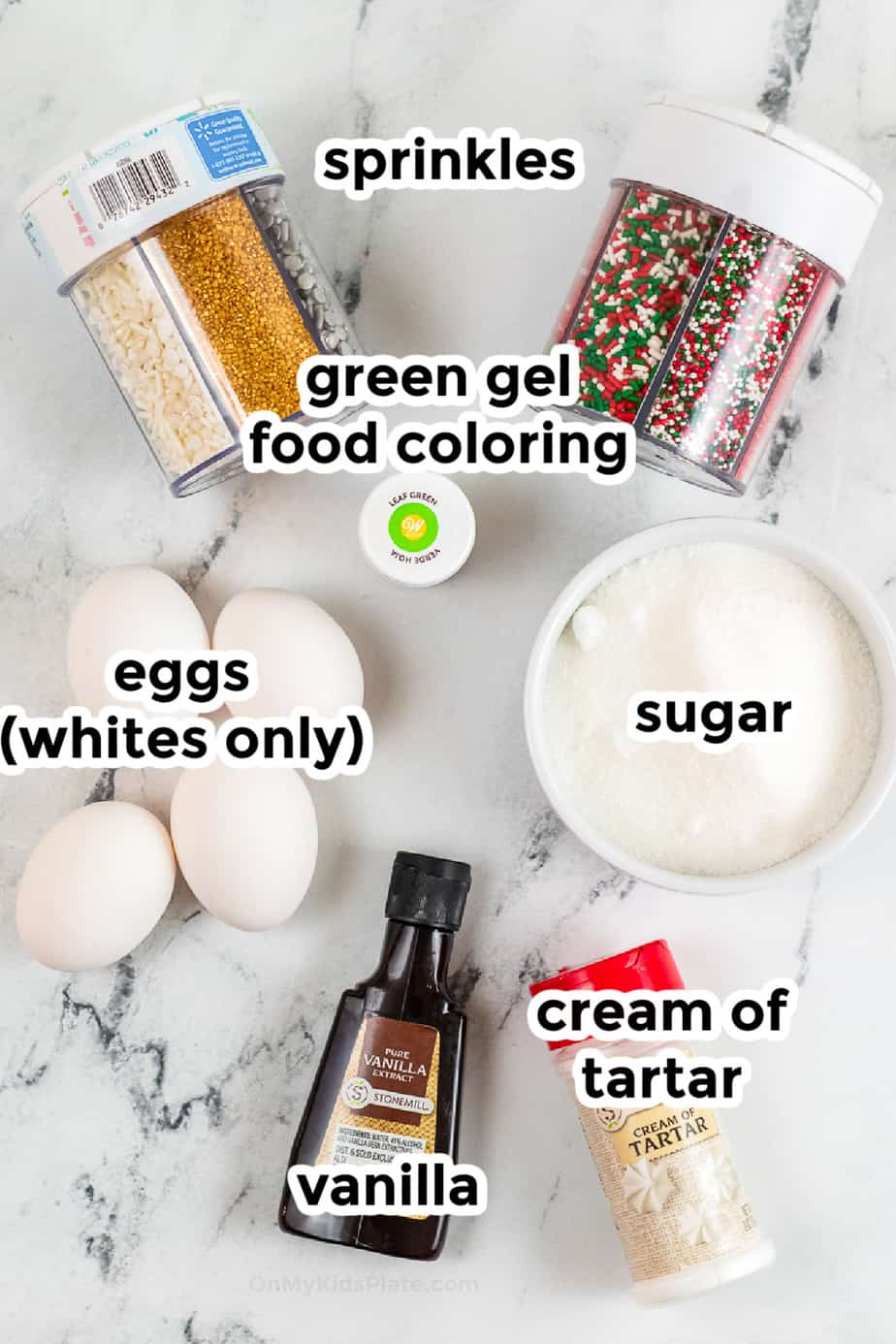 Ingredients for meringue cookies
