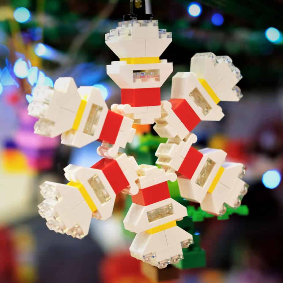 Snowflake Christmas oranament made out of Lego bricks