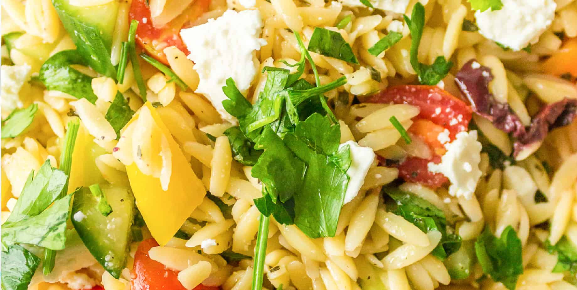 Greek Orzo Salad - On My Kids Plate