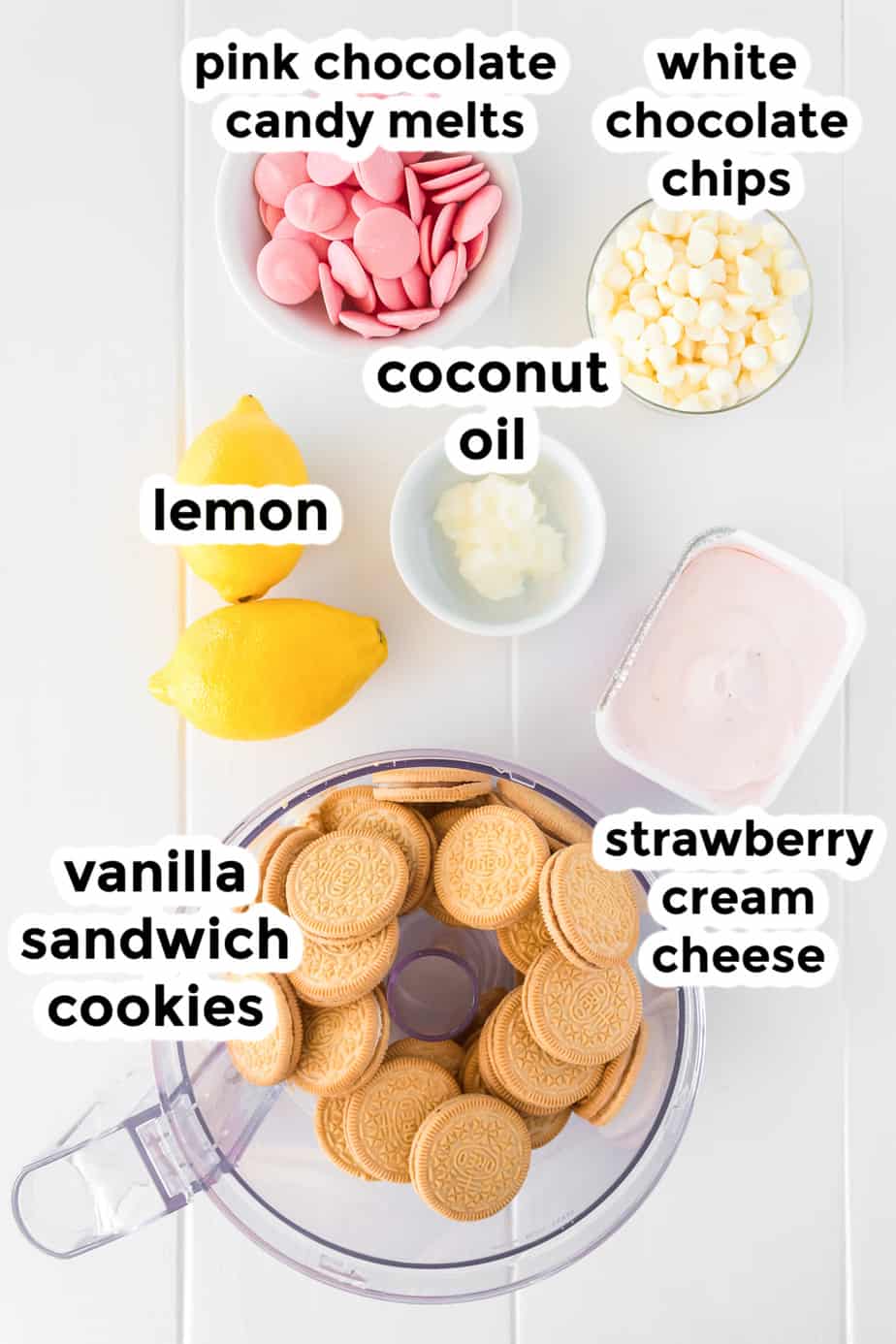 ingredients for strawberry lemonade truffles