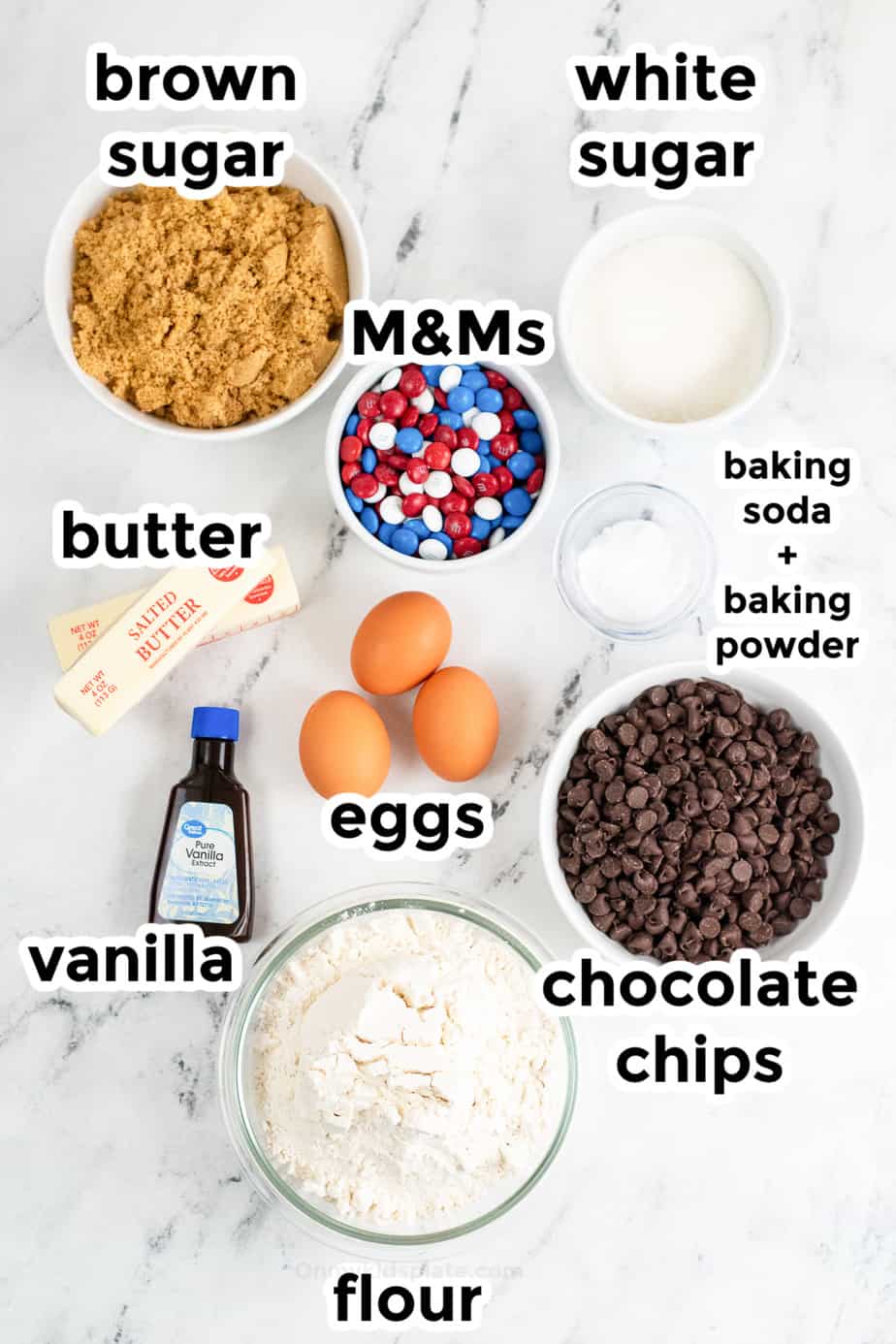 Ingredients for MM cookie bars