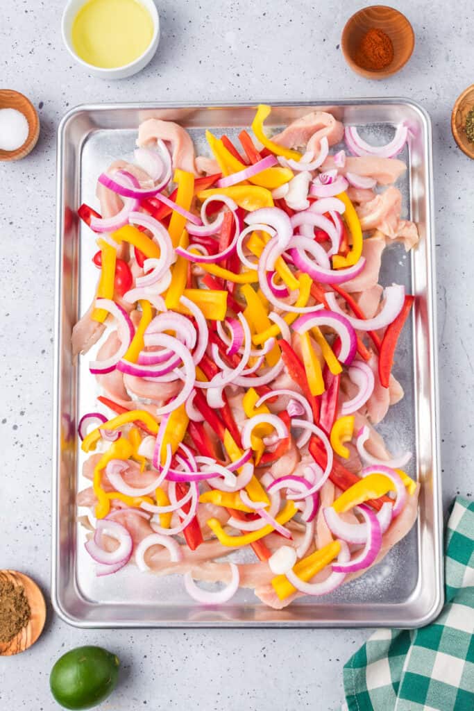 Sheet Pan Chicken Fajitas - On My Kids Plate