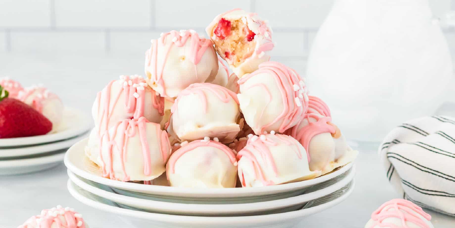 Strawberry Shortcake Truffles (With Golden Oreos) - On My Kids Plate