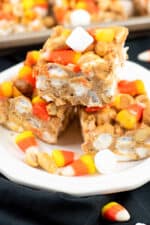 Candy Corn Peanut Butter Bars (No Bake!) - On My Kids Plate