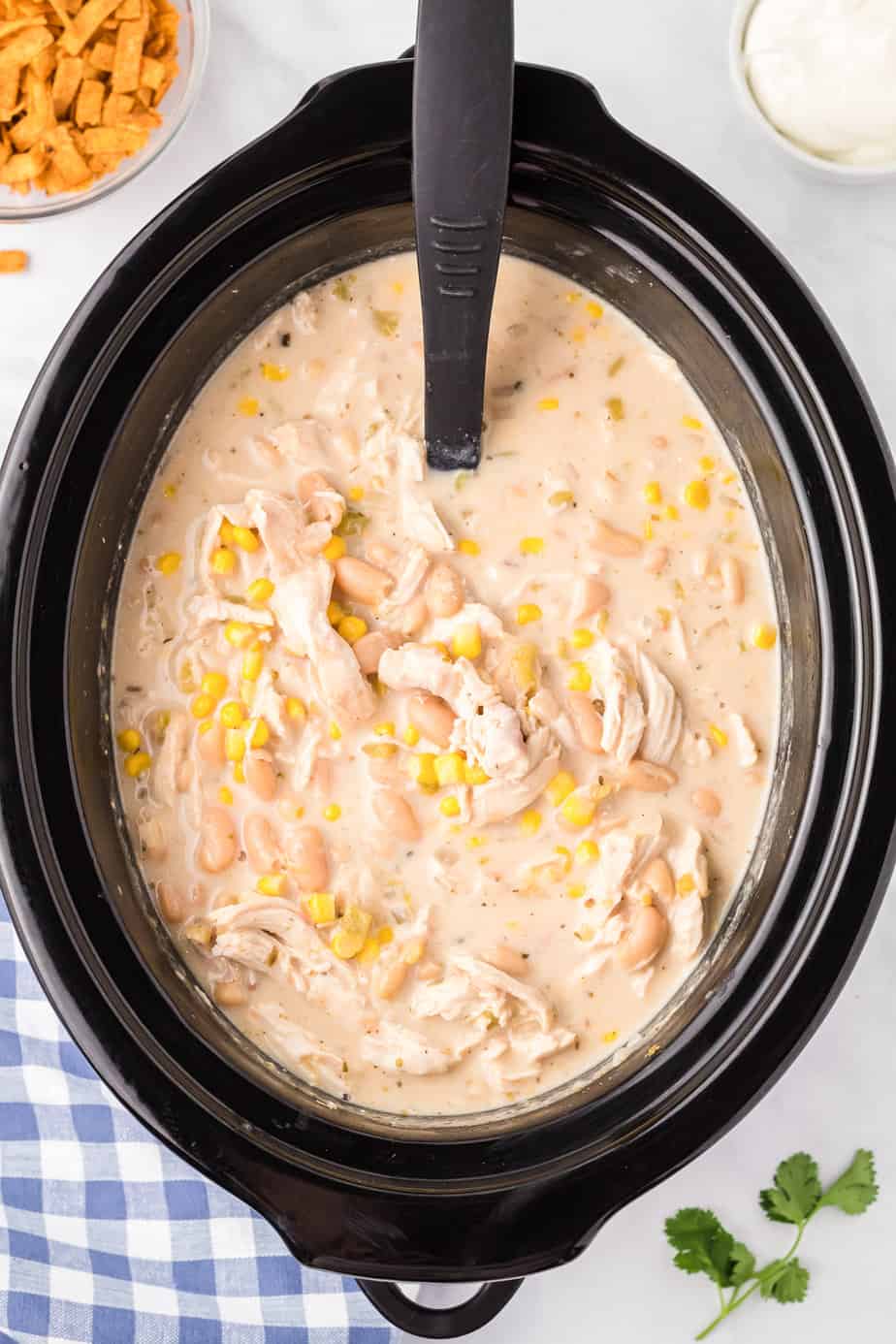 Creamy Slow Cooker White Chicken Chili - On My Kids Plate