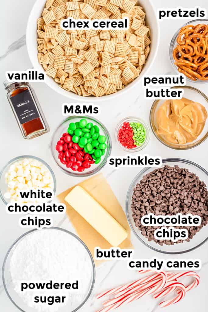 Christmas puppy chow chex mix