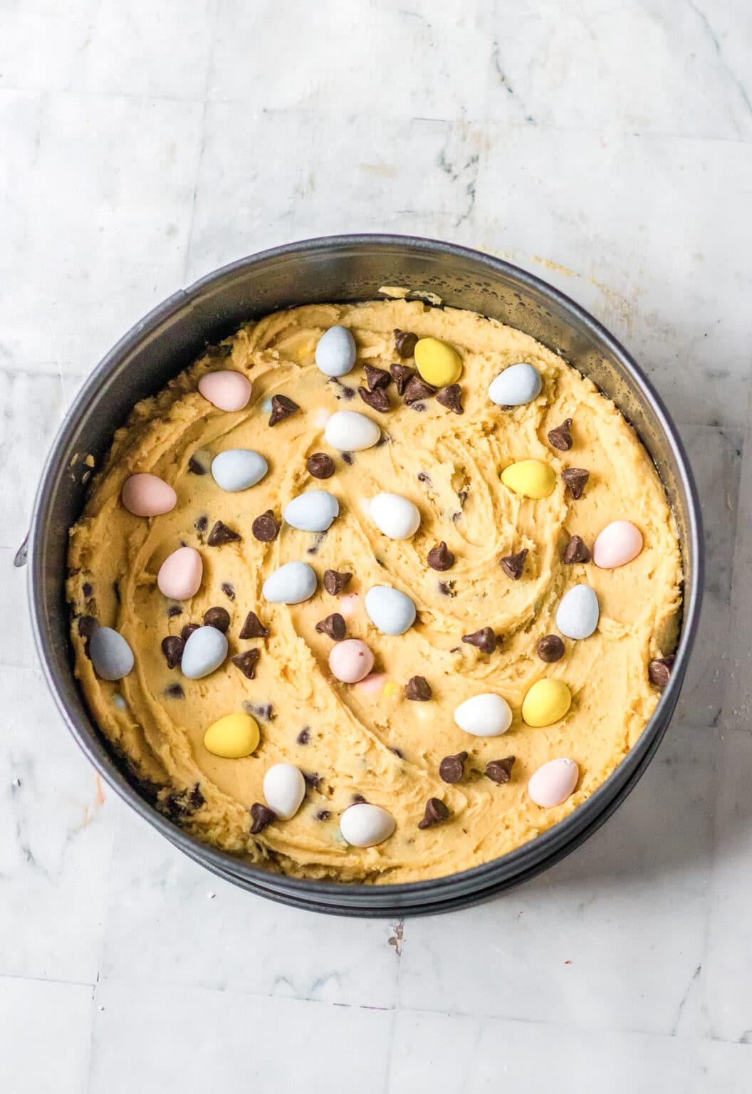 Easter Mini Eggs Cookie Cake - On My Kids Plate