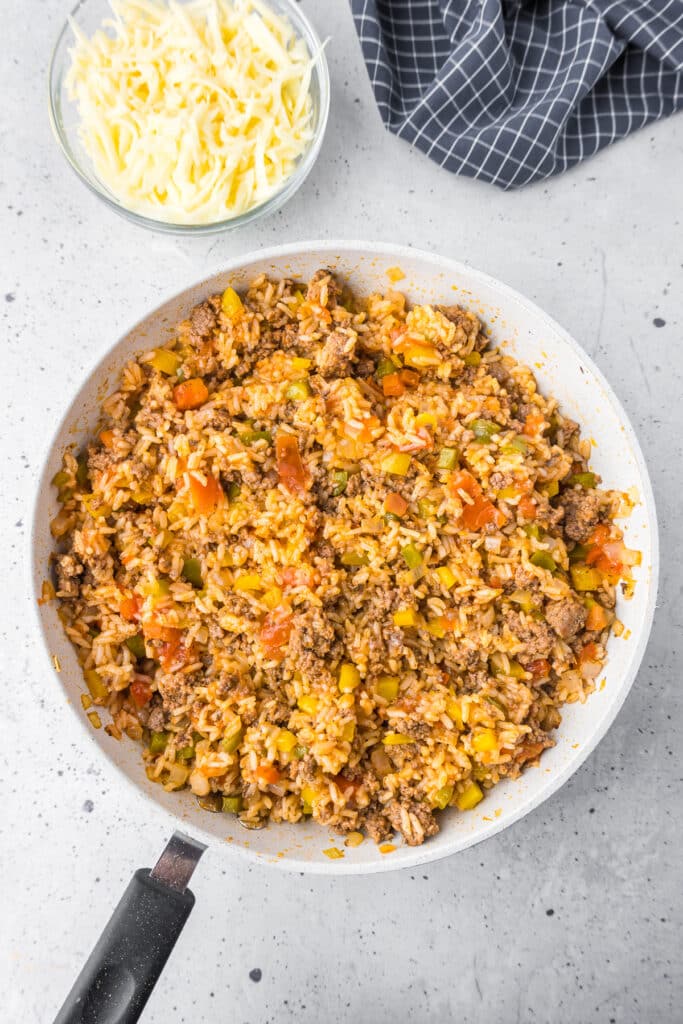 Cheesy Unstuffed Pepper Skillet (One Pan!) - On My Kids Plate