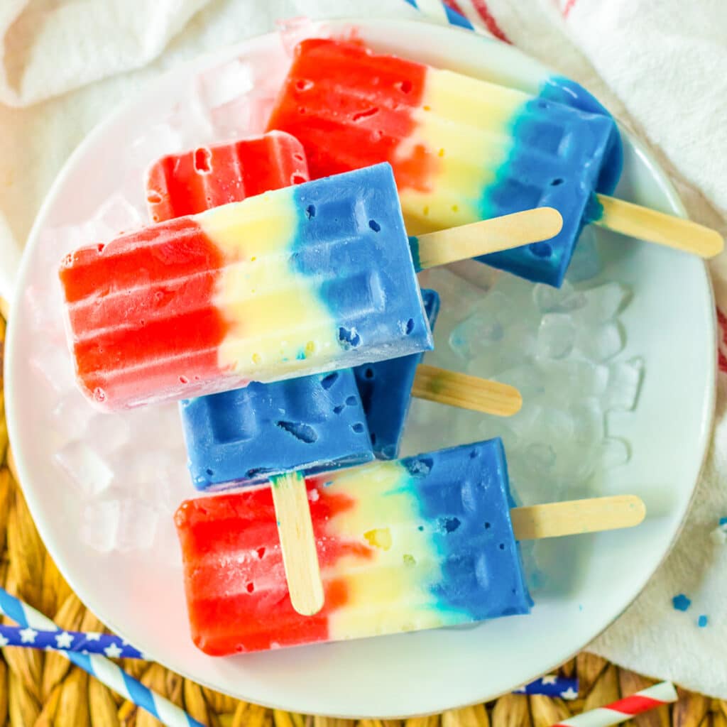 Red White And Blue Popsicles (Three Ingredients!) - On My Kids Plate