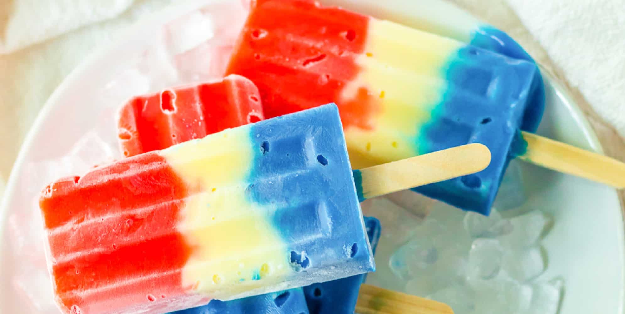 Red White And Blue Popsicles (Three Ingredients!) - On My Kids Plate