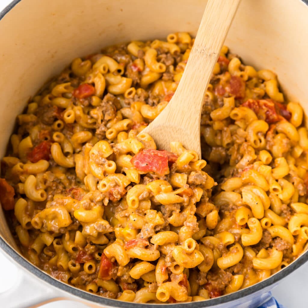 One Pot Cheeseburger Pasta - On My Kids Plate