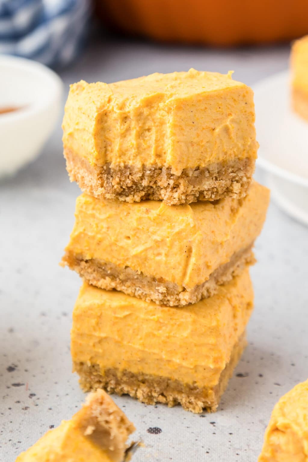 Pumpkin Cheesecake Bars (No Bake!) - On My Kids Plate