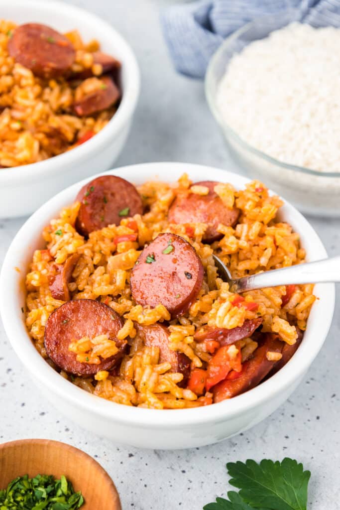 One-Pot Smoked Sausage And Rice - On My Kids Plate