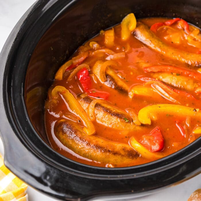 Slow Cooker Sausage Peppers And Onions (Italian Sausage In The Crock Pot)